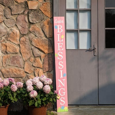 Glitzhome 60"H Easter Wooden Blessings Porch Sign Spring Gift