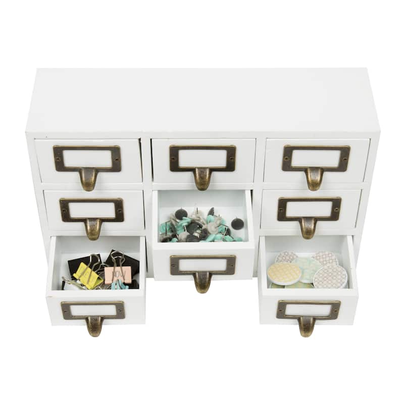 Kate and Laurel Apothecary Wood Desk Drawer Set, 9 Drawers