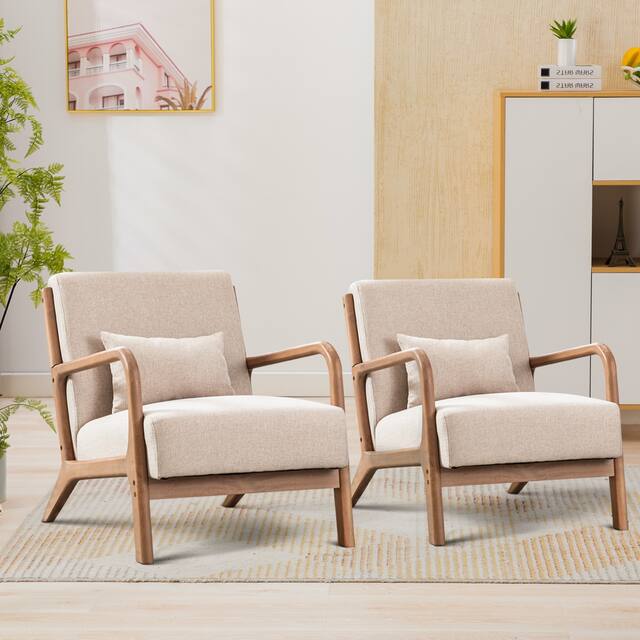 Aston Modern Solid wood Accent Chair - One-person position*2 - Including Two Beige Chair