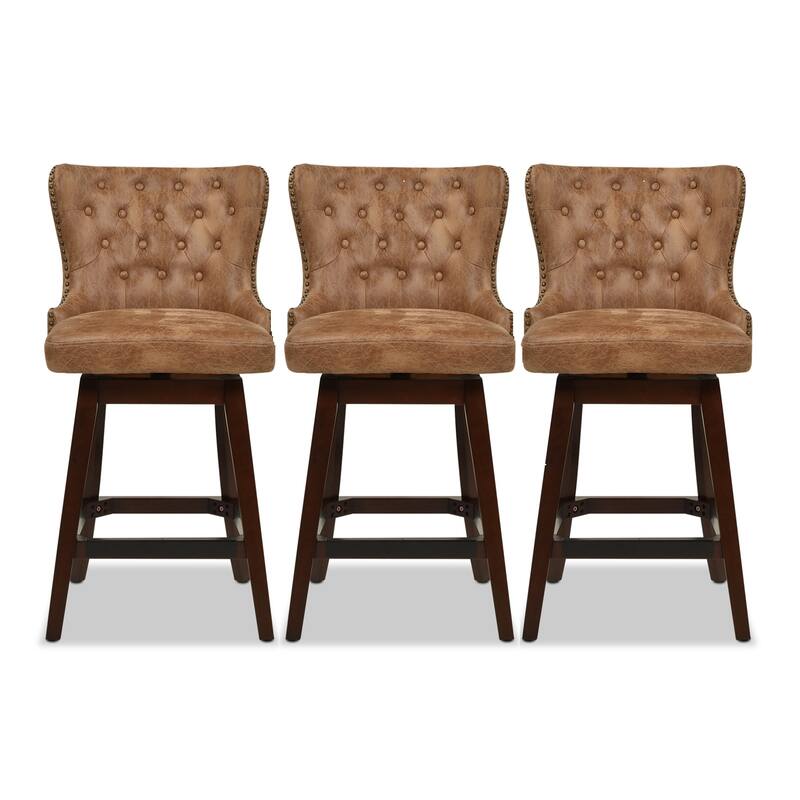 Holmes 27" Tufted Swivel Faux Leather Counter Stool