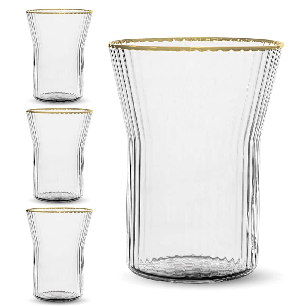 Bruno Magli Set of 4 Whiskey Glasses with Gold Rim - 10 oz