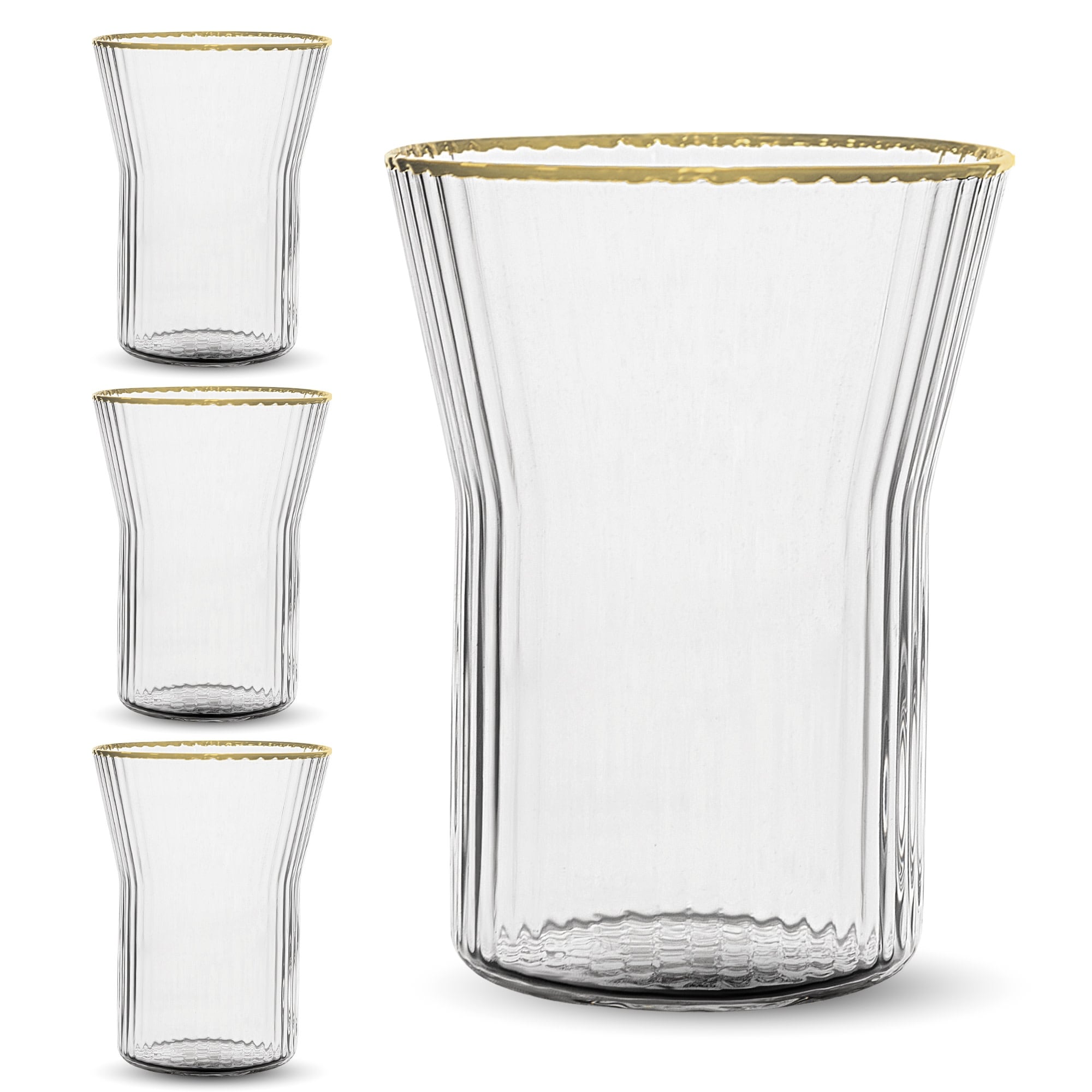 Bruno Magli Set of 4 Whiskey Glasses with Gold Rim - 10 oz