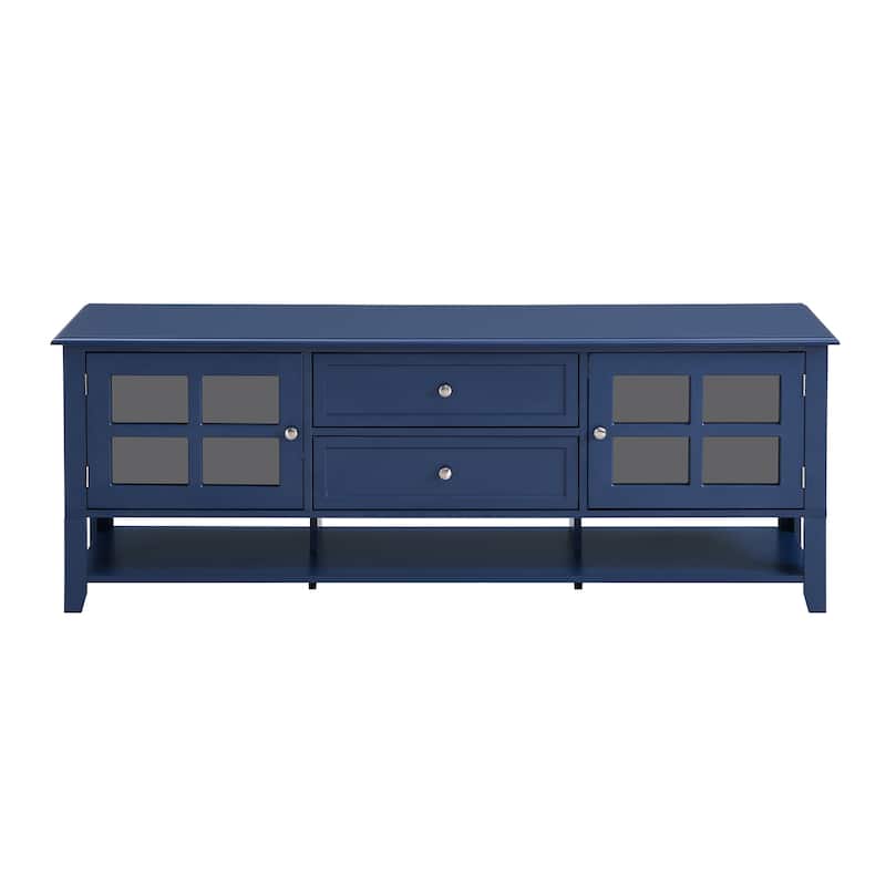 Blue TV Stand with Multifunctional Storage - Elegant Entertainment Center for Living Room or Bedroom