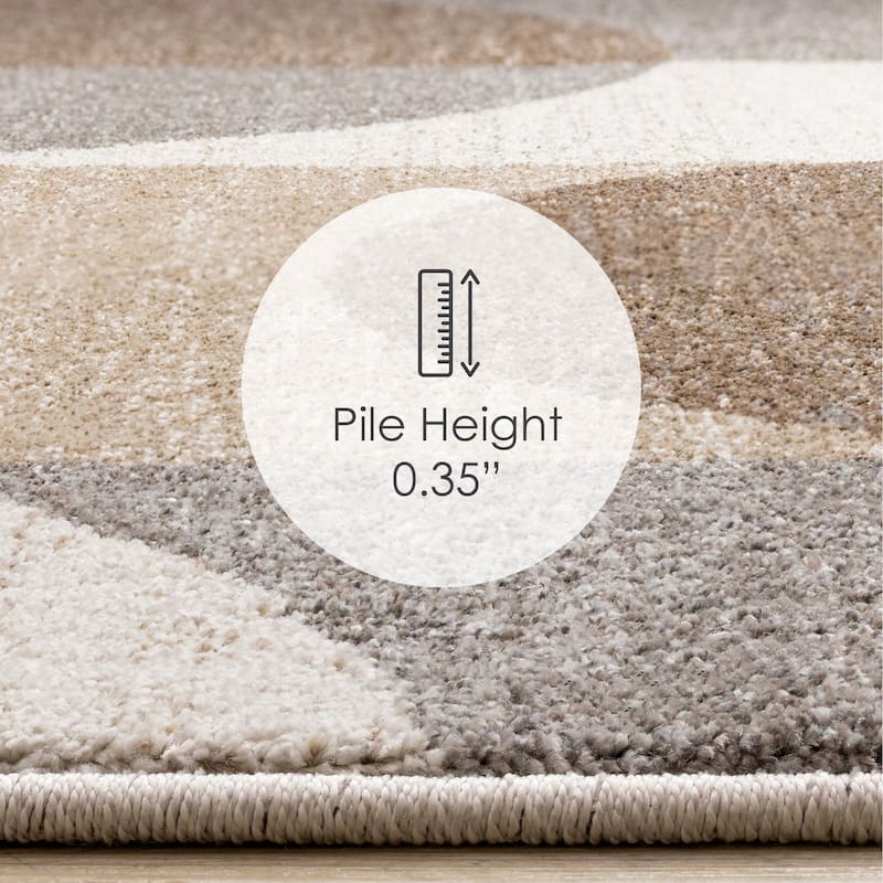 Brown Grey White Striped Arched Shapes Indoor Rug