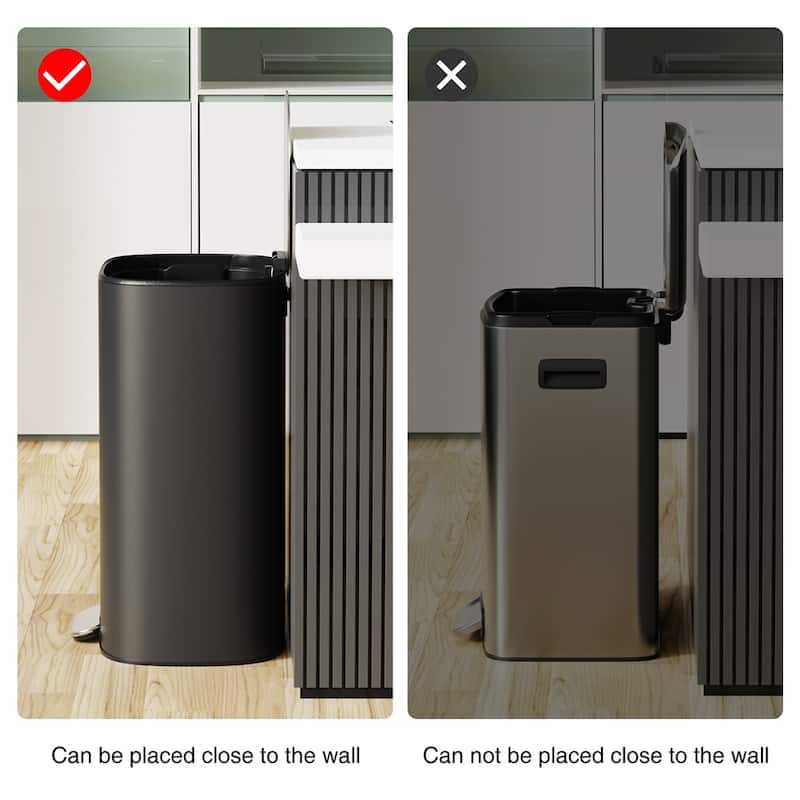 13 Gallon 50L Kitchen Foot Pedal Operated Soft Close Trash Can Bustbin