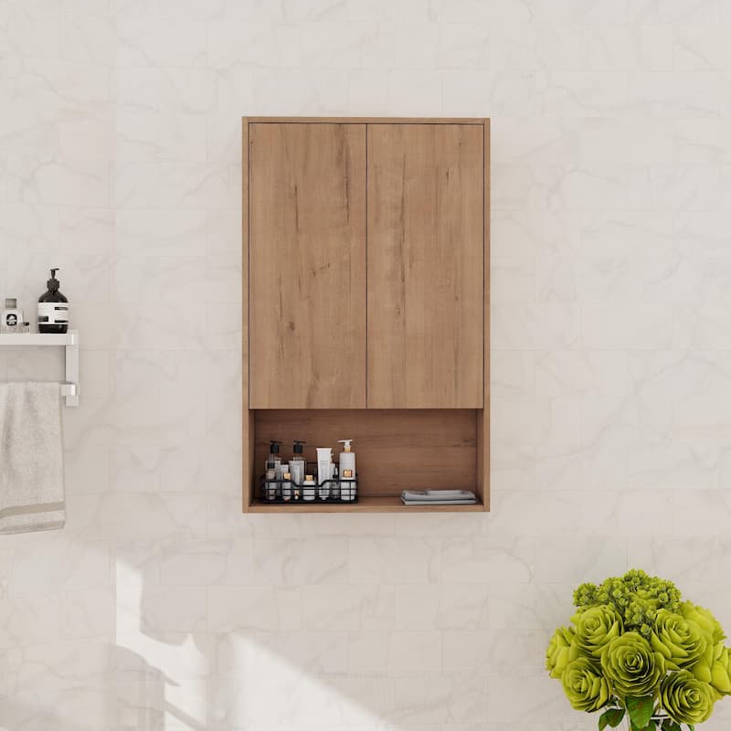 Beingnext 12"/24" Floating Bathroom Side Cabinet With Soft Close Door and an Adjustable Shelf - 23.31''W x 5.88''D x 37.38''H