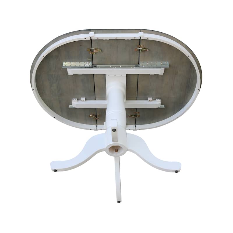 36" Round Top Pedestal Table With 12" Leaf - White/Heather Gray - N/A