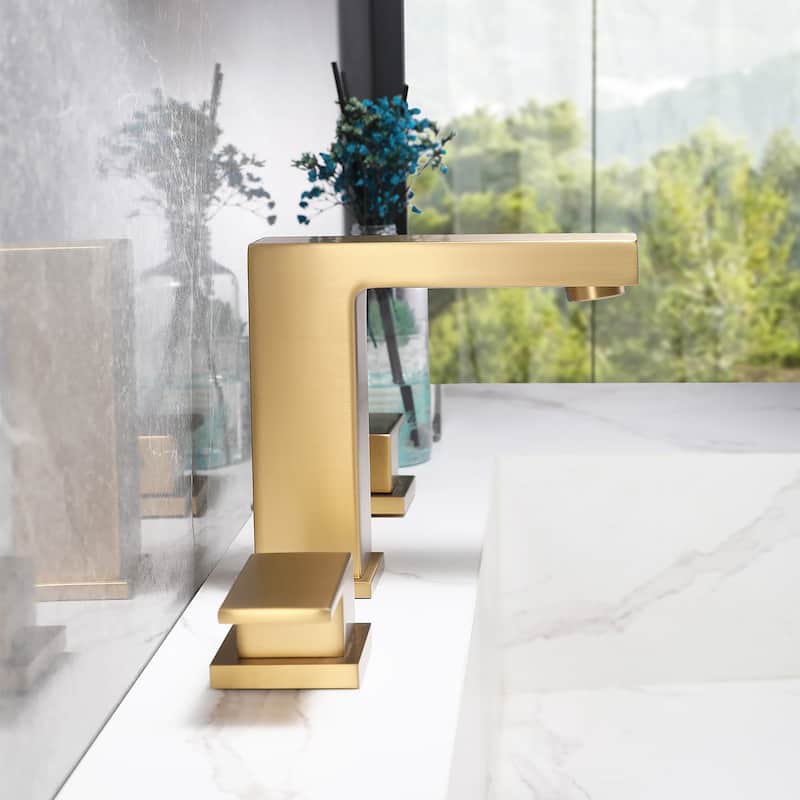 Double Handle Copper Widespread Bathroom Sink Faucet