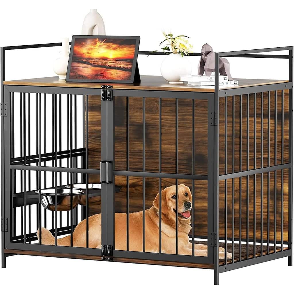 41" Dog Crate Furniture-Style Cages for Large Dogs Indoor Heavy Duty Super Sturdy