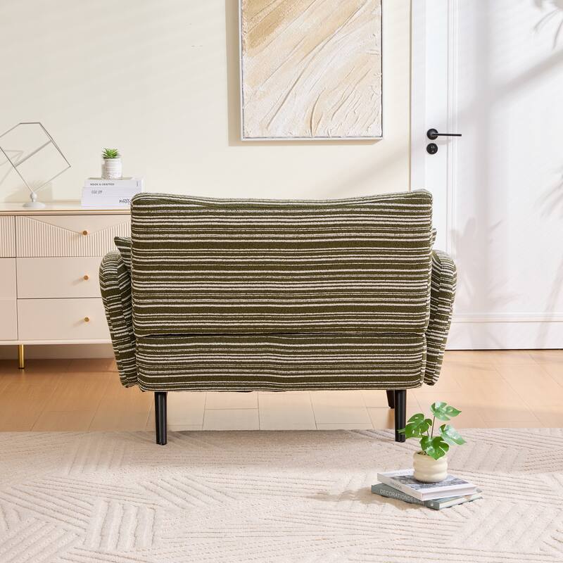 Modern 2-Seater Sofa Deep-Seated Sofa with Armrest Pillows and Side Storage Pockets, for Bedroom, Small Spaces, Apartment