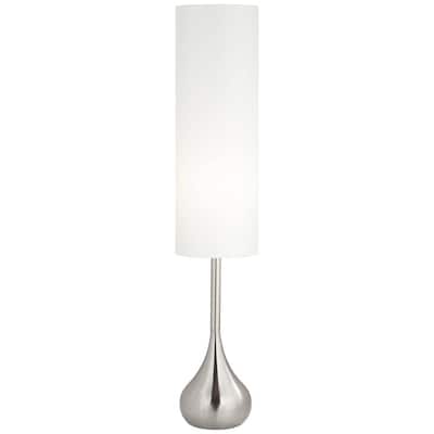 Mid Century Modern Floor Lamp Silver Tall Cotton Shade Shade - 12" x 62"