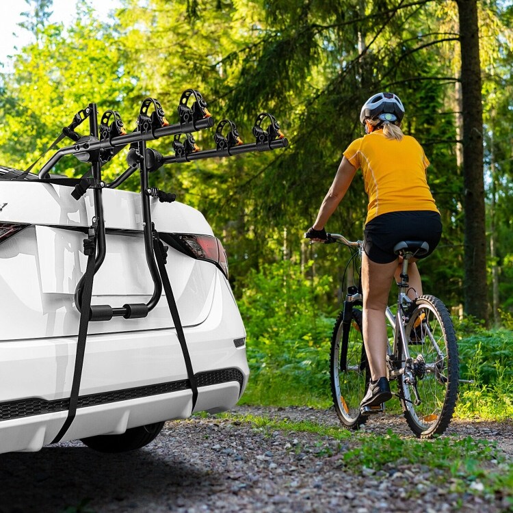 3 Bike Trunk Mounted Bike Rack for Sedan Hatchback Minivan SUV Black