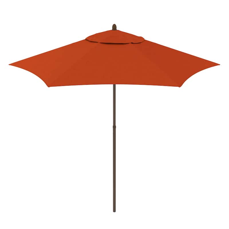 North Bend 9' Rd Faux Wood Steel Patio Umbrella, Push Open Pin Stop by Havenside Home - Tuscan