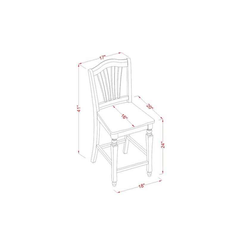 Counter Height Dining Set - 3 Piece Table & Chairs - Southwestern Style - 30x48 Inch Table