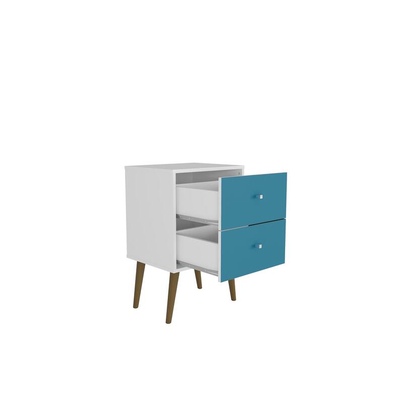 18-inch Aqua Blue and White Nightstand with 2 Drawers