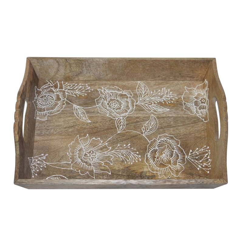 Transpac Wood 17 in. Brown Everyday Mango Henna Hand