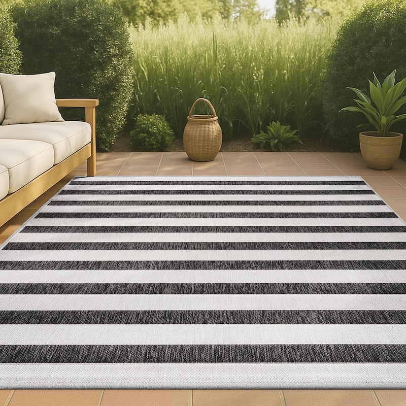 JONATHAN Y Tavira Wide Stripe Indoor/Outdoor Area Rug
