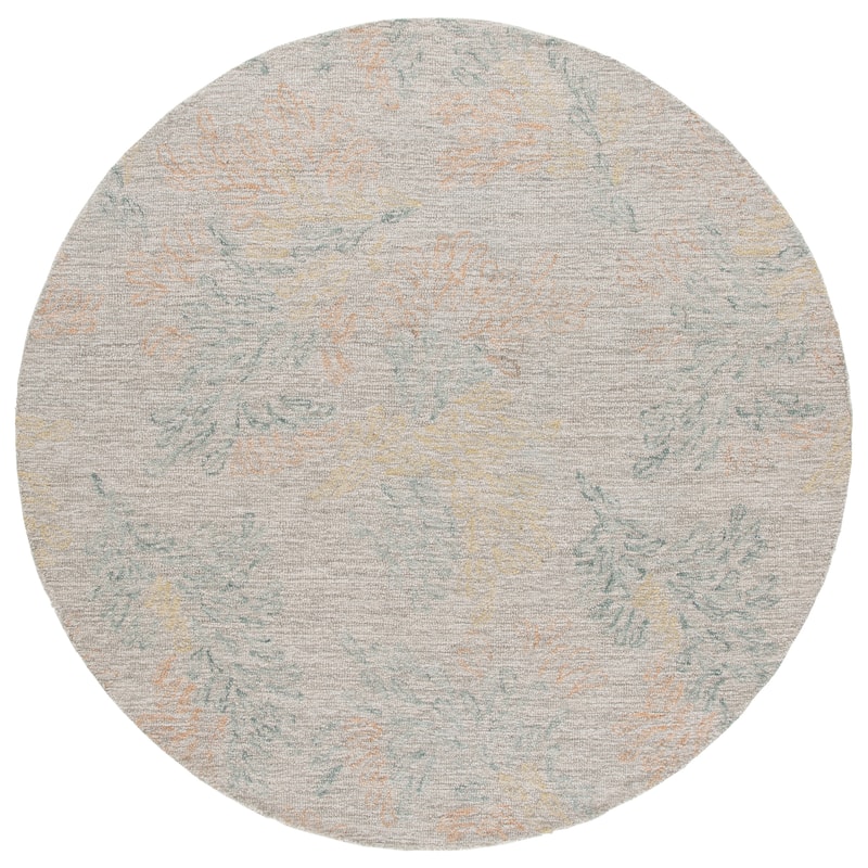 SAFAVIEH Handmade Jardin Venere Wool Rug - 6' Round - Grey/Rust