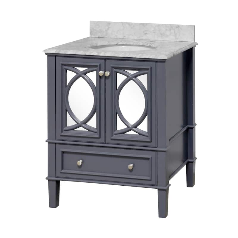 KitchenBathCollection Olivia 30" Bathroom Vanity with Carrara Marble Top