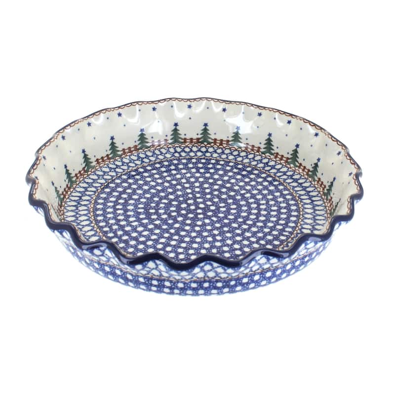 Blue Rose Polish Pottery 636 Ceramika Artystyczna Pie Plate - Rustic Pines