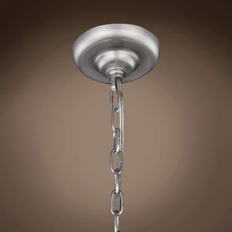 Teardrop Glass Chandelier 5 Light 19" In Antique Silver - 12.00