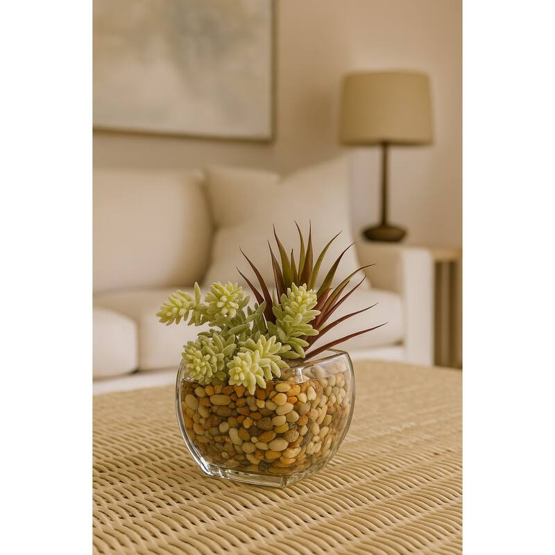 HomeStock Yucca Succulent in Glass Cube - Sleek Faux Plant for Contemporary Decor - 6