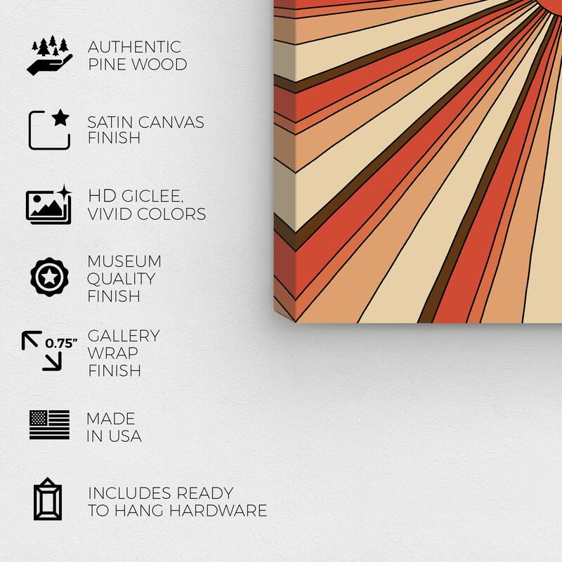 Wynwood Studio Canvas Abstract Straight Rays of Light Orange Modern & Contemporary Wall Art Canvas Print