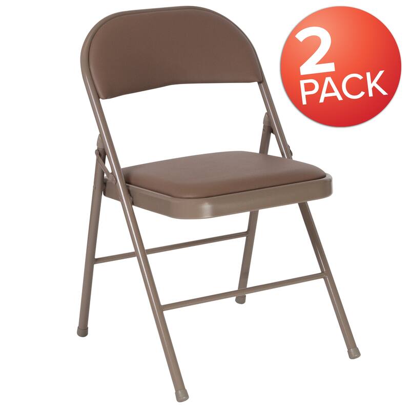 2 Pack Double Braced Vinyl Folding Chair
