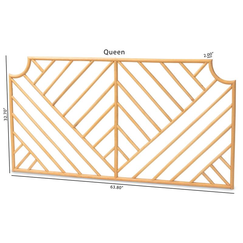Giza Modern Bohemian Natural Rattan Wall-mountable Headboard-Queen