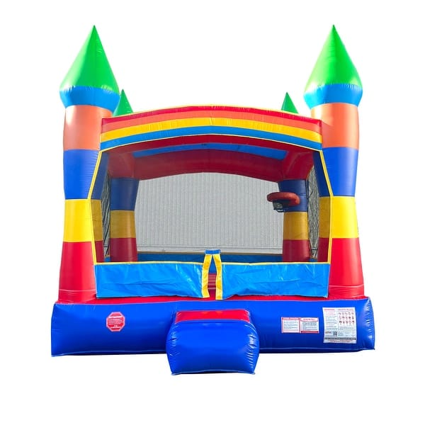 slide 2 of 5, Pogo Bounce House Crossover Kids Inflatable Bounce House with Blower, Deluxe Rainbow
