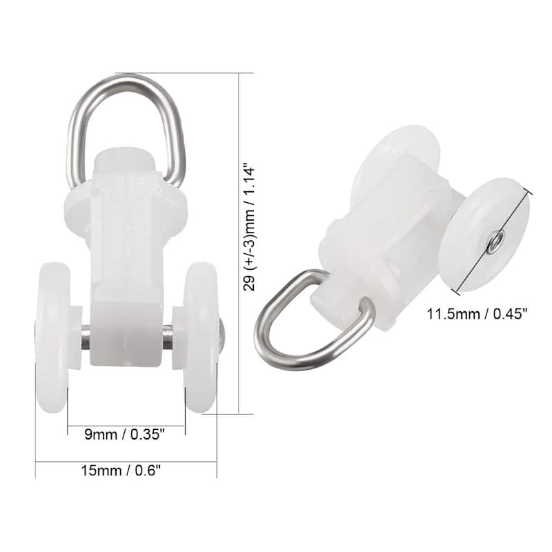 Curtain Track Rollers Plastic Twin Wheeled Carriers 11.5mm Dia 80 Pcs - White