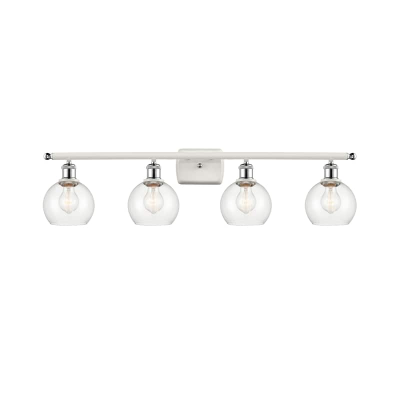 Innovations Lighting Athens - 4 Light 36" Bath Vanity Light - 6" Shade - Clear/White and Polished Chrome Finish