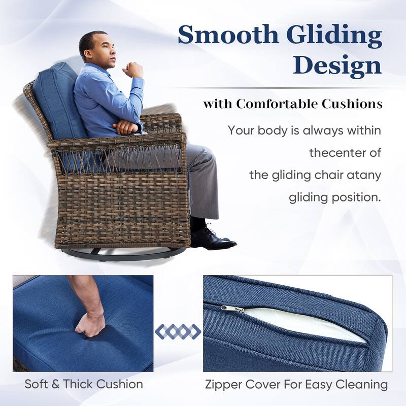 Outdoor Patio Sofa, Glider Chair and Table Ottoman