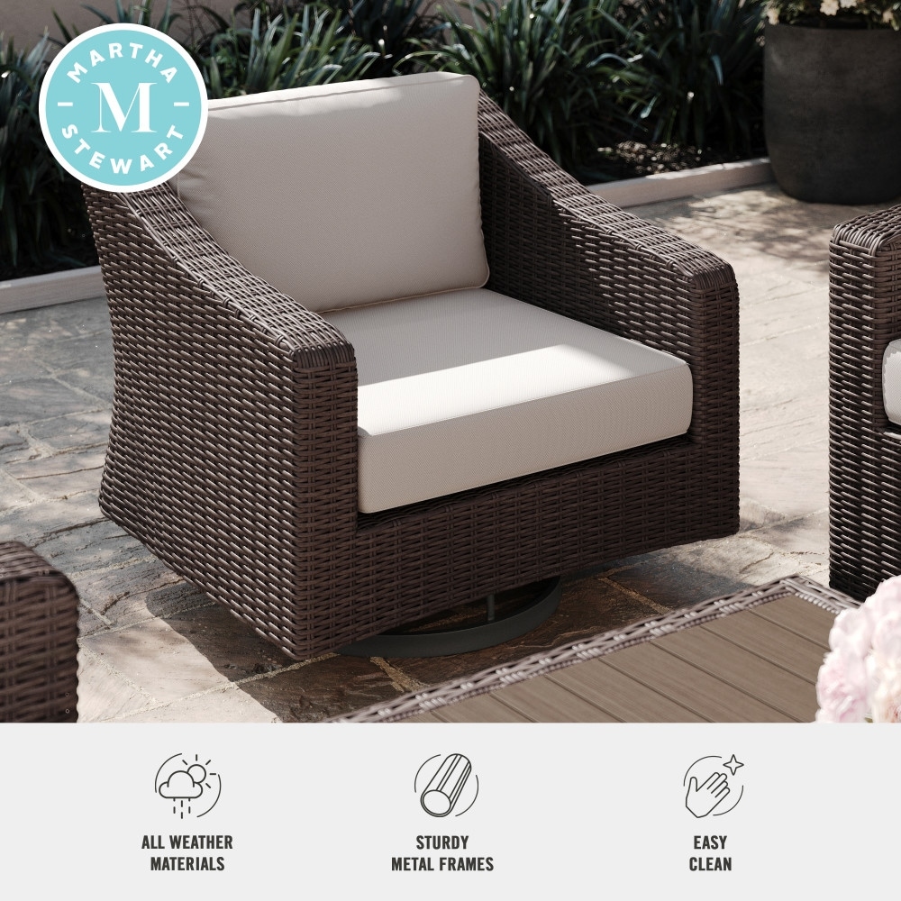 Martha Stewart Rattan Wicker Swivel Chairs - Thumbnail 2