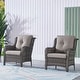 preview thumbnail 52 of 89, Outdoor Wicker High Back Club Chair with Cushions (Set of 2)