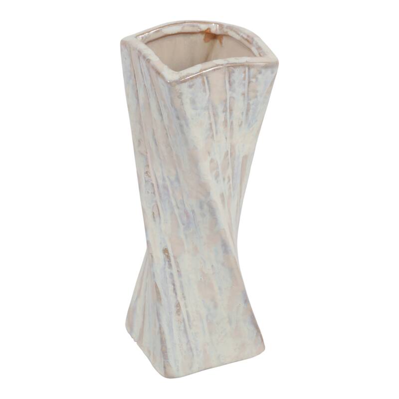Decorative Vase - Ivory Ceramic Twist Design
