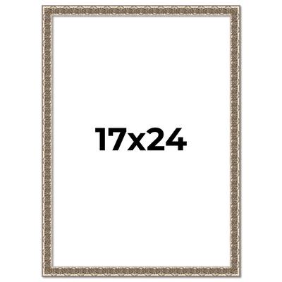 17x24 Frame Silver Versailles Ornate Solid Wood Picture Frame | 1 Inch
