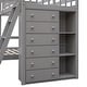preview thumbnail 25 of 35, Wooden Twin Over Full Bunk Bed with Six Drawers, Shelves,Rolling Bottom Bed,Twin Size Upper Bunk, Full Size Bottom Bunk