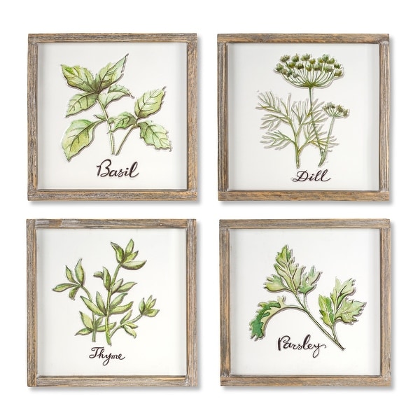Set of 4 Herb Plaque (brown, white) 12” - N/A