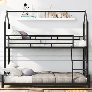 Metal House Bunk Bed, Twin over Full