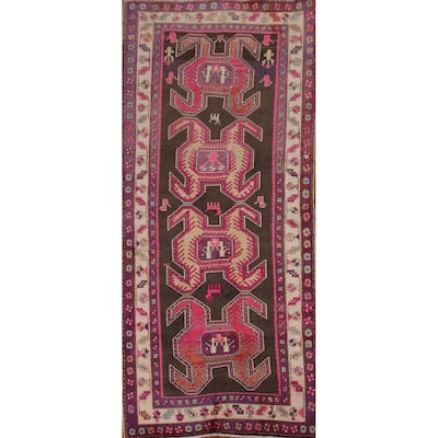 Ardebil Persian Runner Rug Hand-knotted Vintage Wool Carpet - 4'2" x 9'9"