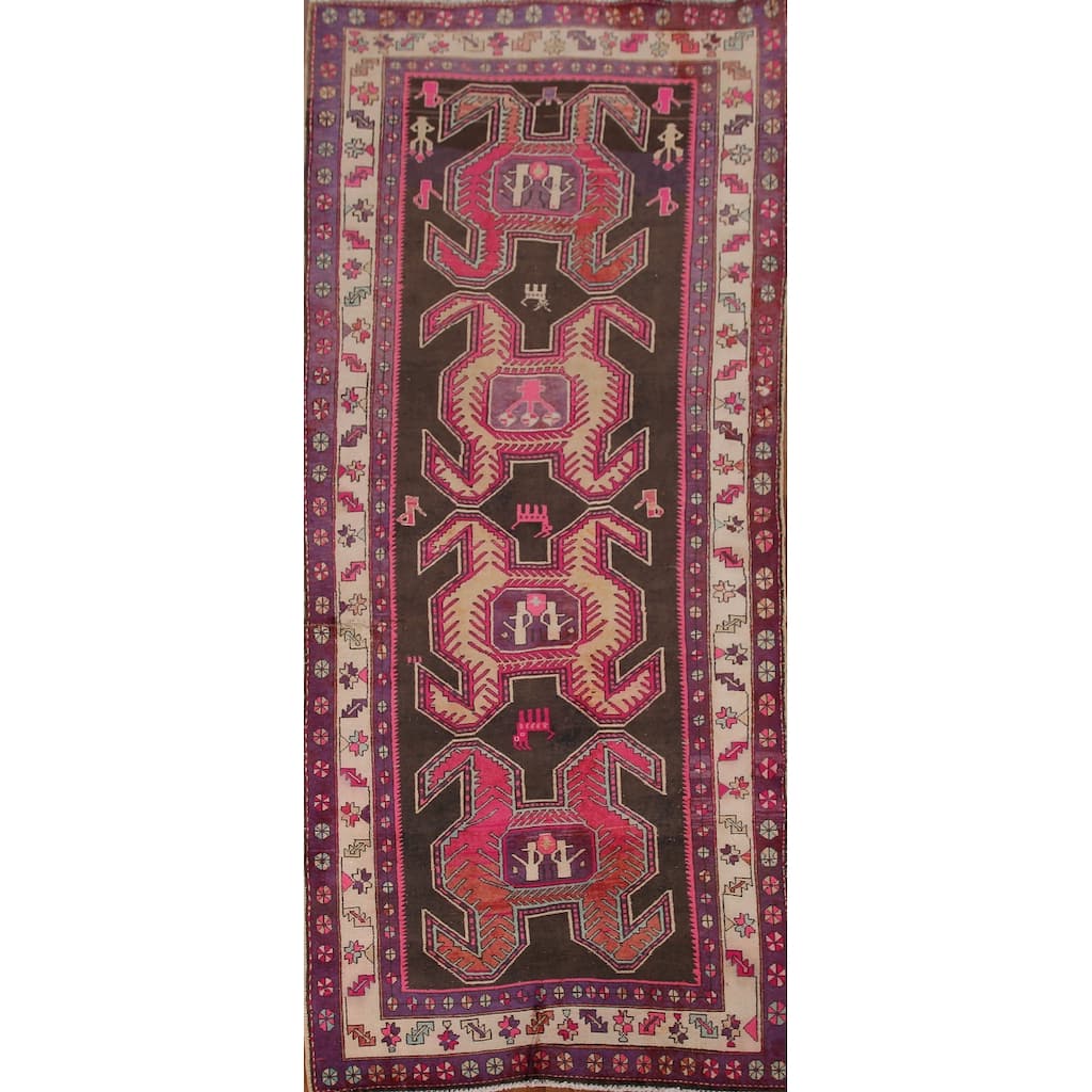 Ardebil Persian Runner Rug Hand-knotted Vintage Wool Carpet - 4'2" x 9'9"