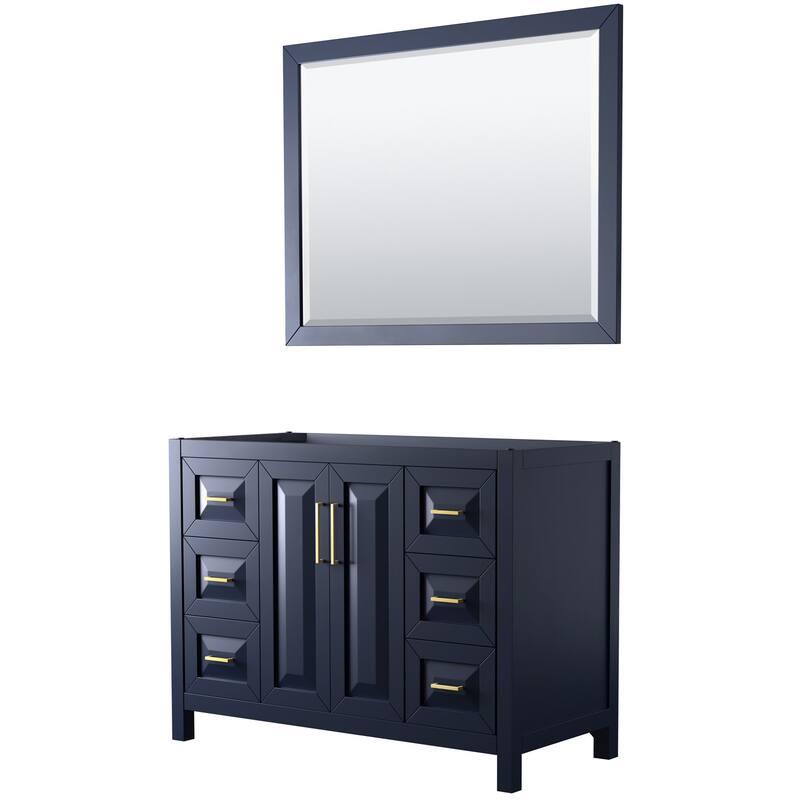 Wyndham Collection Daria 47" Single Free Standing Vanity Cabinet - - Dark Blue / Brushed Gold Hardware