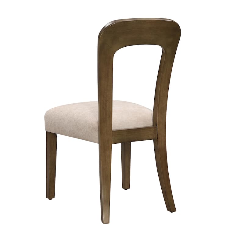 Roomfitters Upholstered Kitchen Side Chair Set of 2, Solid Rubber Wood Legs, Comfortable Beige Seating