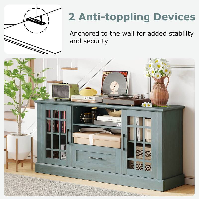 Costway Farmhouse TV Stand for TVs up to 70" Media Center with Glass - See Details