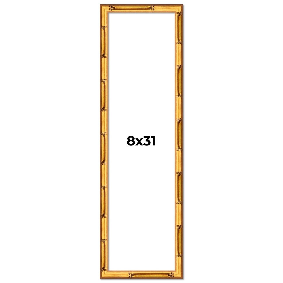 8x31 Frame Gold Bamboo Solid Wood Picture Frame | 1 Inch Moulding