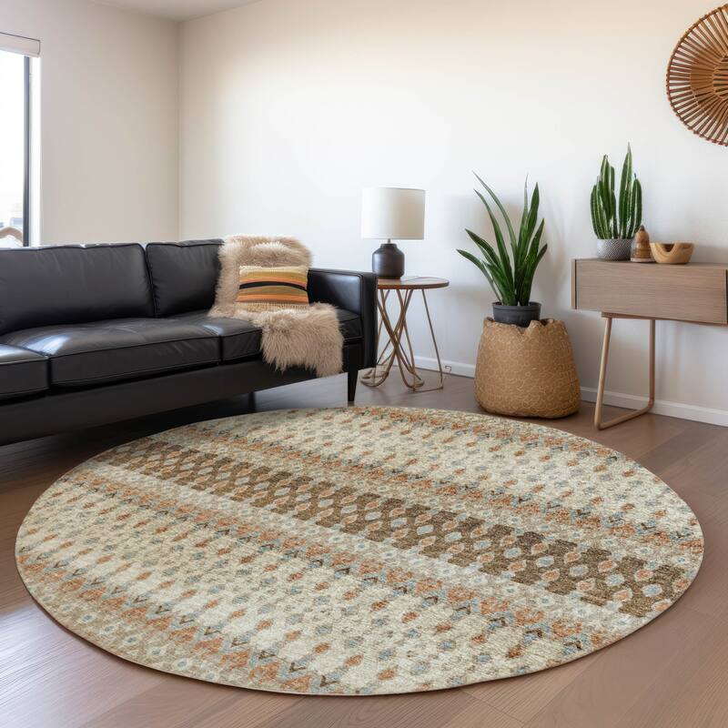 Premium Washable Super Soft Boho Moroccan Mayfield Rug - Canyon - 8' x 8' - Round