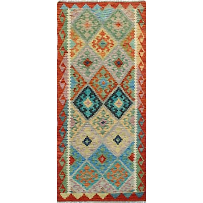 Flatweave Majeed Red/Blue Runner - 2'8" x 6'6"