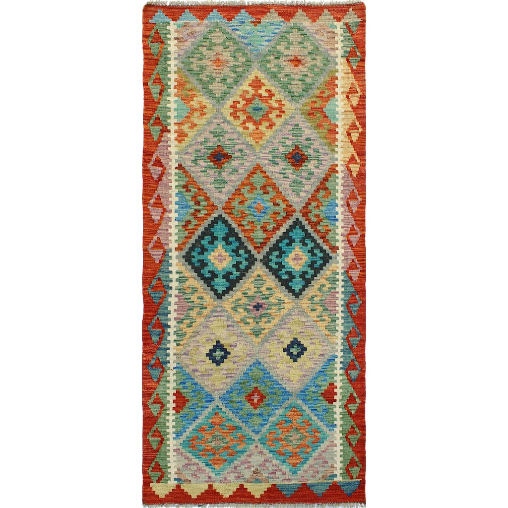 Flatweave Majeed Red/Blue Runner - 2'8" x 6'6"