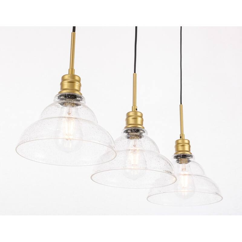 Gia 8.5-Inch 3-Light Clear Seeded Glass Pendant